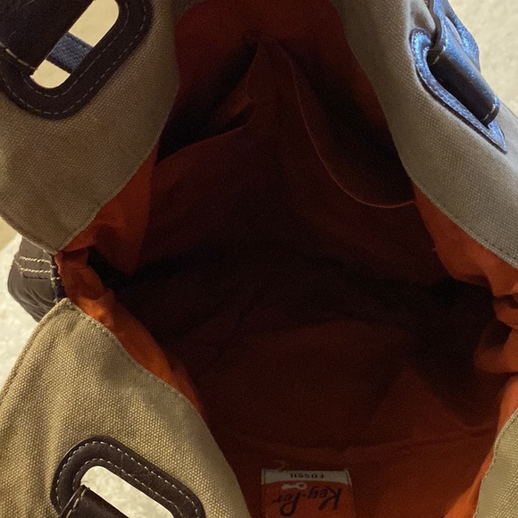 Fossil hobo purse, Brown/tan with orange accent - Picture 5 of 6